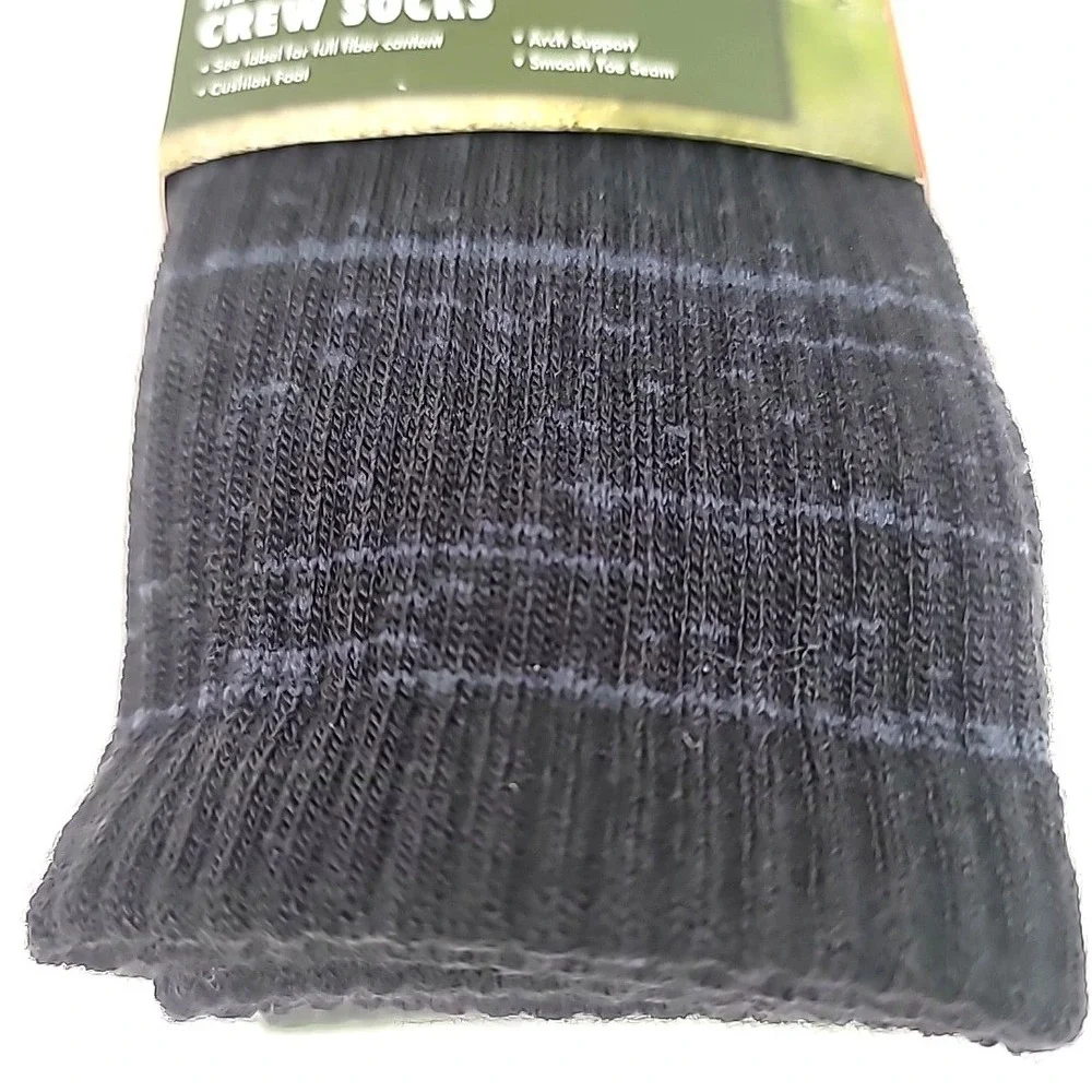 Men's Ozark Trail Wool Blend Crew Socks 3 Pair Size 6-12 Black Soot